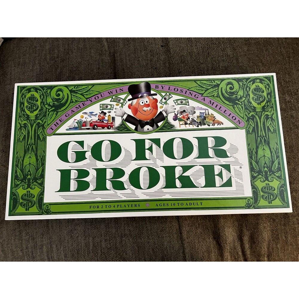 Vintage Go For Broke Board Game 1992 The Games Gang UNPUNCHED Complete Near Mint